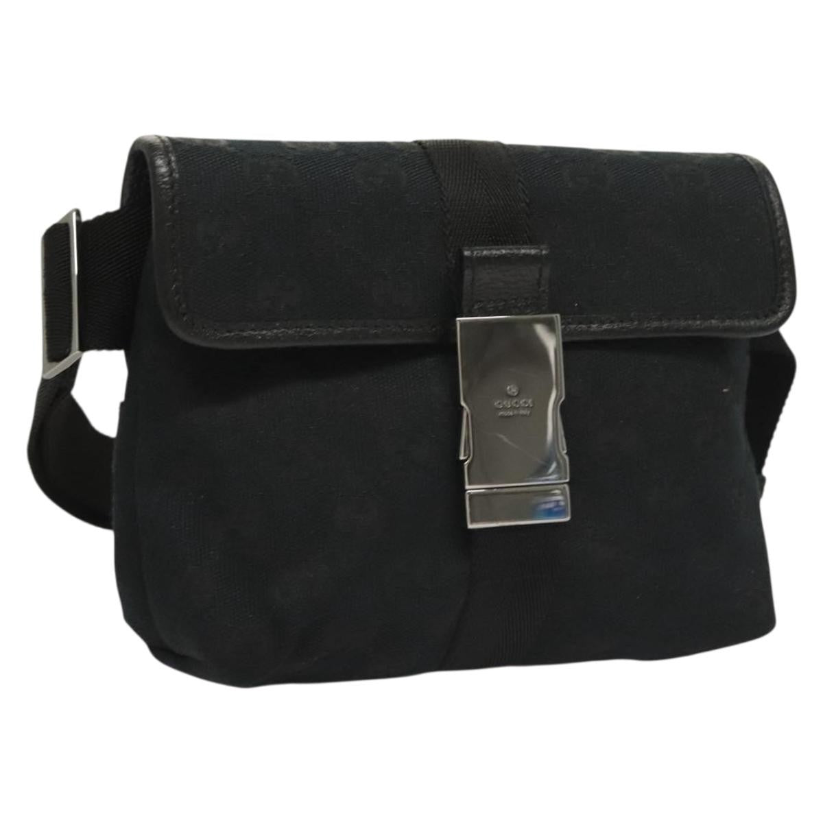 Gucci Buckle Belt Bag GG Canvas, Black, Canvas, Belt