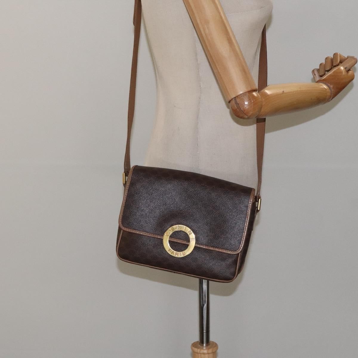 Celine Macadam Shoulder Bag PVC Leather, BROWN, CANVAS, Shoulder bag