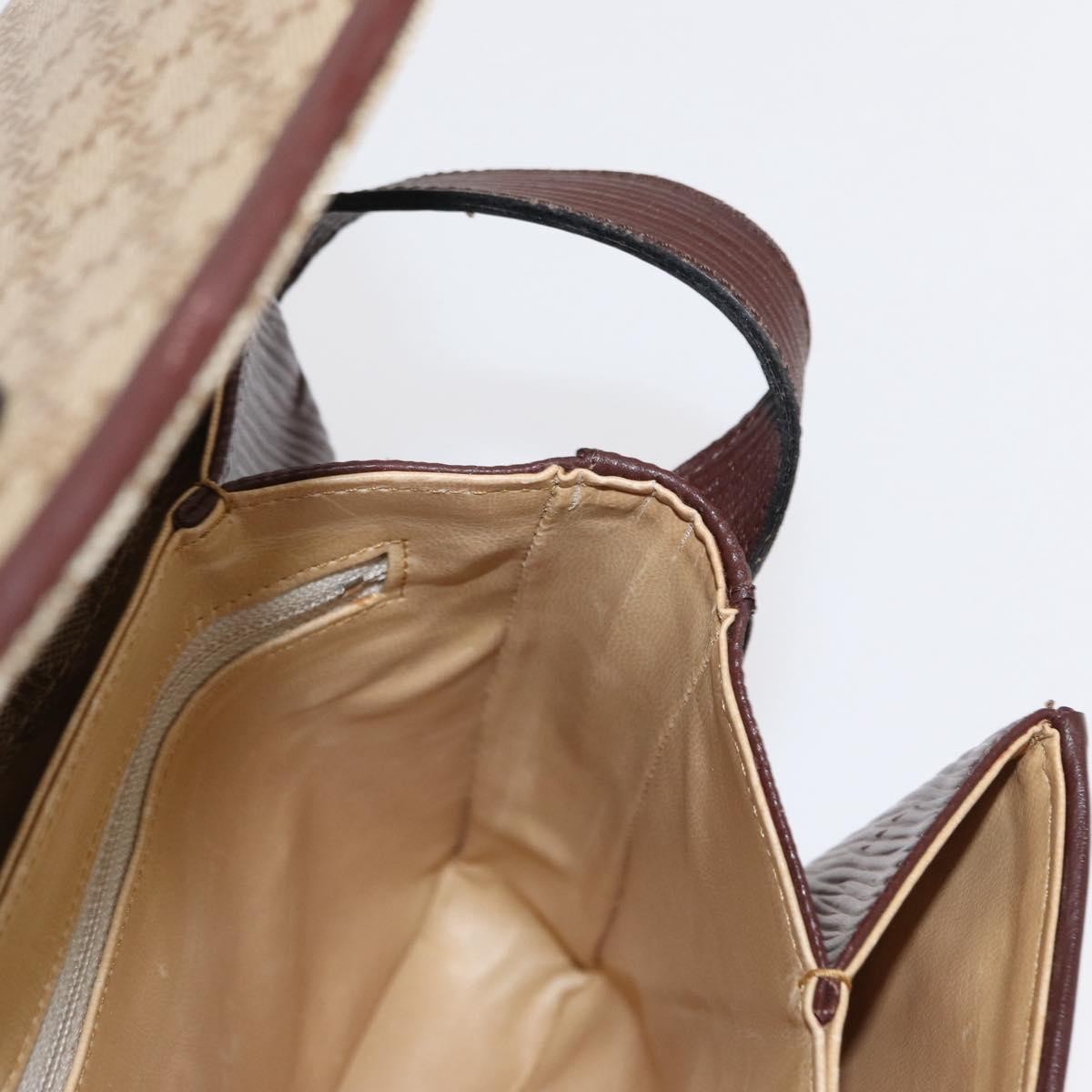 Celine Vintage Macadam Shoulder Bag Canvas and Leather, BEIGE, CANVAS, Shoulder bag