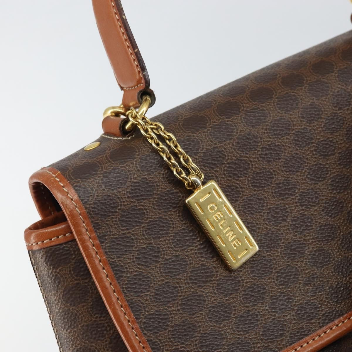 Celine Vintage Macadam Handbag Canvas, BROWN, PVC, Handbag