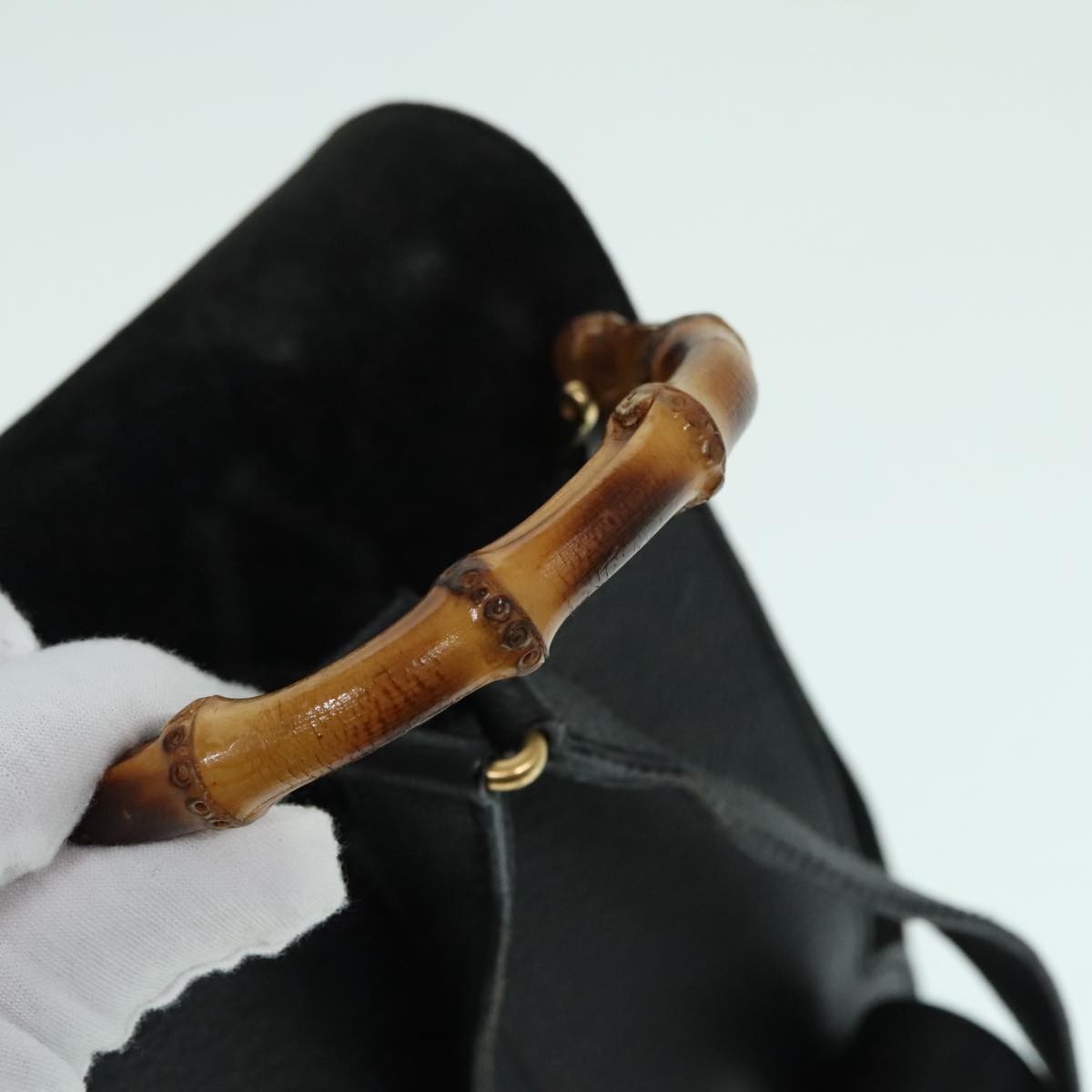 Gucci Vintage Bamboo Backpack Suede, BLACK, SUEDE, Backpack