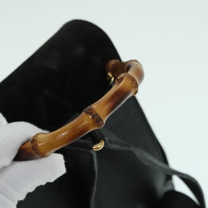 Gucci Vintage Bamboo Backpack Suede, BLACK, SUEDE, Backpack