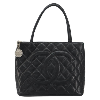 Chanel Medallion Tote Quilted Caviar, BLACK, LEATHER, Tote bag