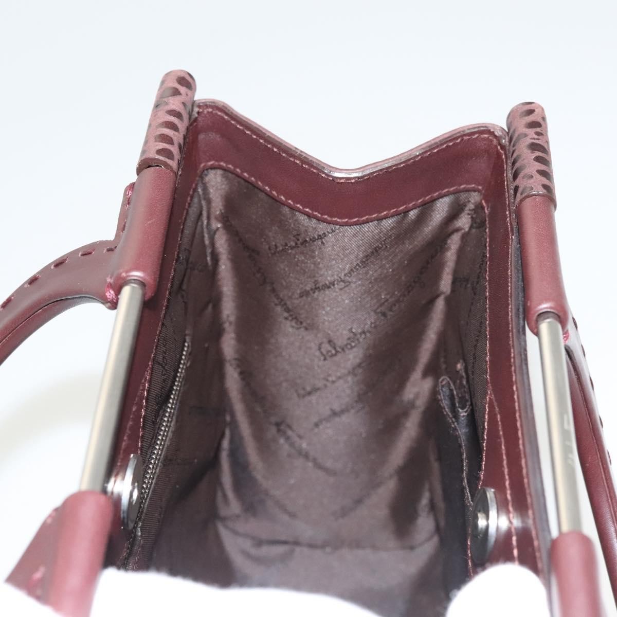 Salvatore Ferragamo Gancini handbag Leather, BROWN, LEATHER, Handbag