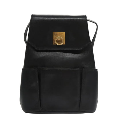 Celine Shoulder Bag Leather, BLACK, LEATHER, Shoulder bag