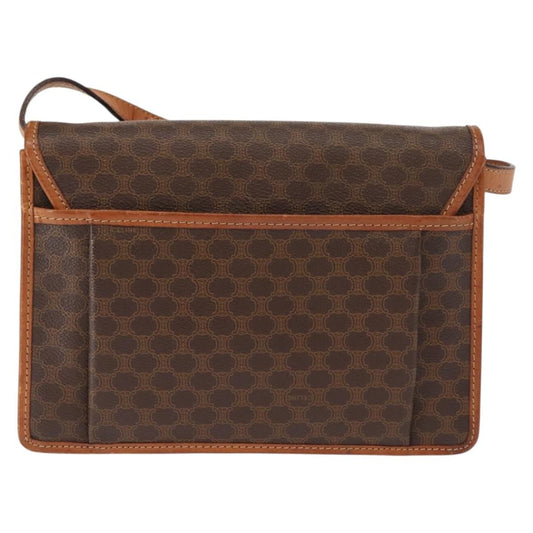 Celine Vintage Macadam Shoulder Bag Canvas and Leather, BROWN, CANVAS, Shoulder bag