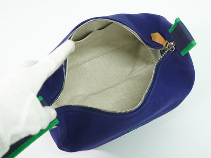 Hermes Bride à Brac Wool, NAVY, CANVAS, Handbag