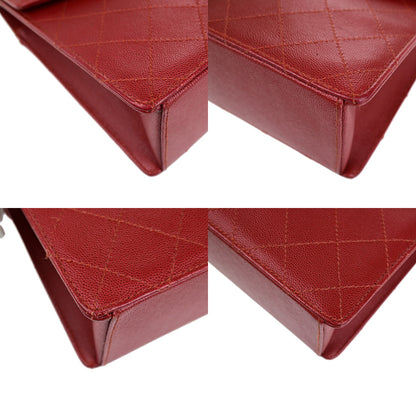 Chanel Vintage CC Flap Top Handle Calfskin Leather, RED, CALFSKIN, Handbag
