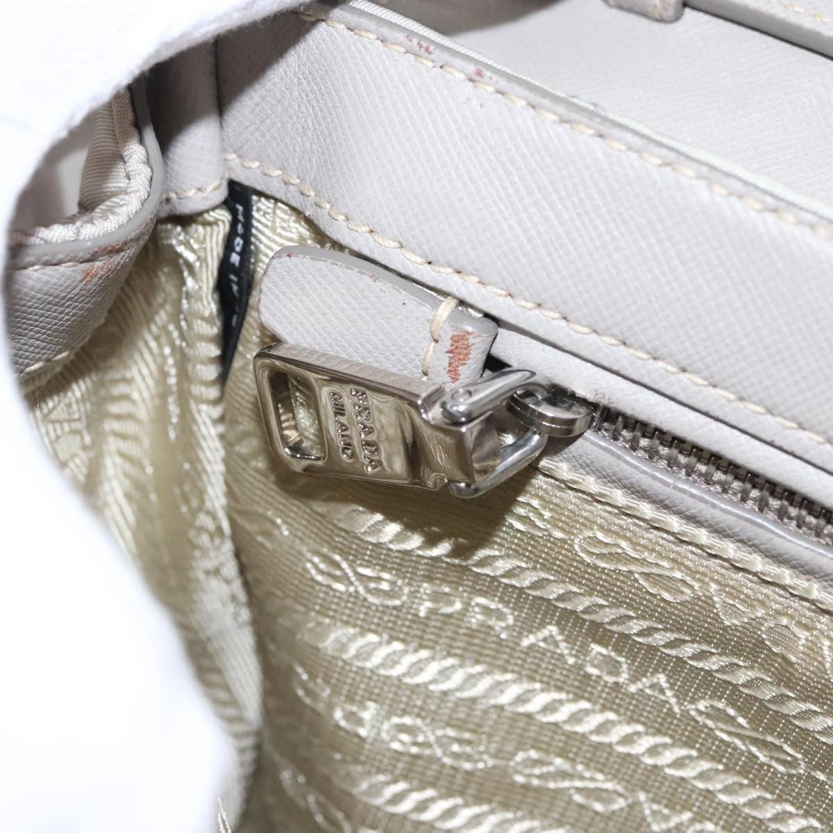 Prada Pushlock Chain Flap Bag Quilted Tessuto, BEIGE, NYLON, Shoulder bag