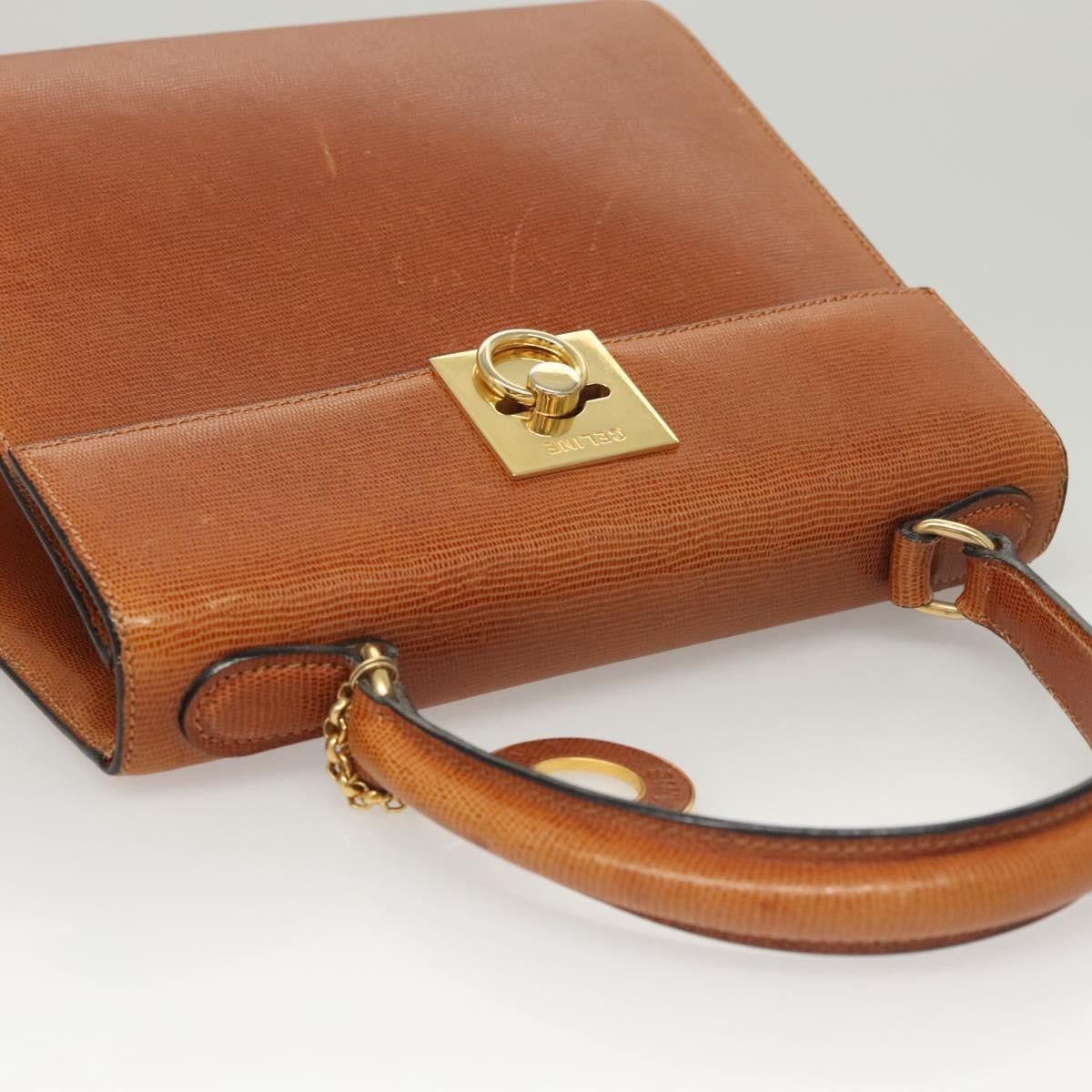 Celine Vintage Logo Top Handle Bag Leather, BROWN, LEATHER, Handbag