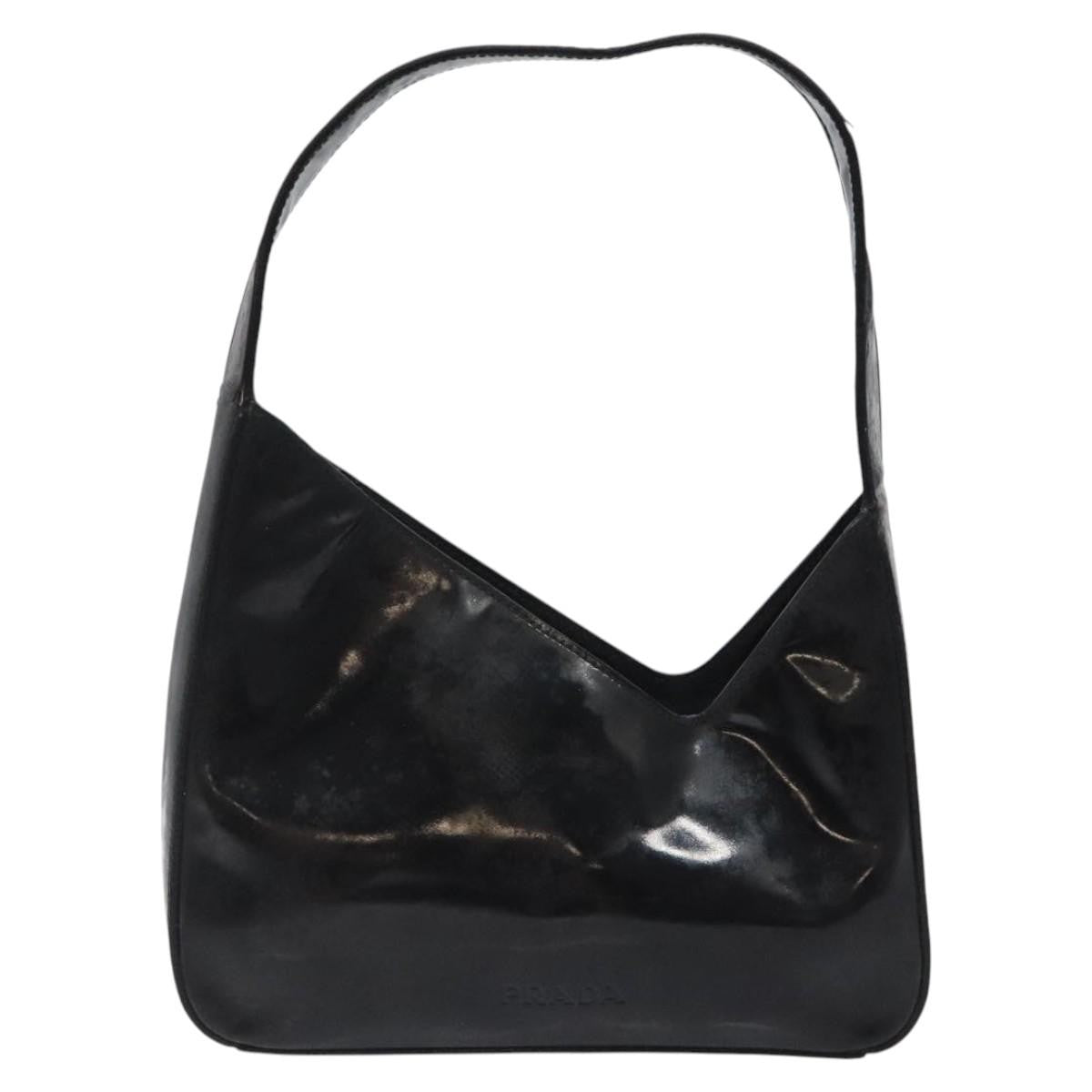 Prada Vintage Shoulder Bag Leather, BLACK, PATENT_LEATHER, Shoulder bag