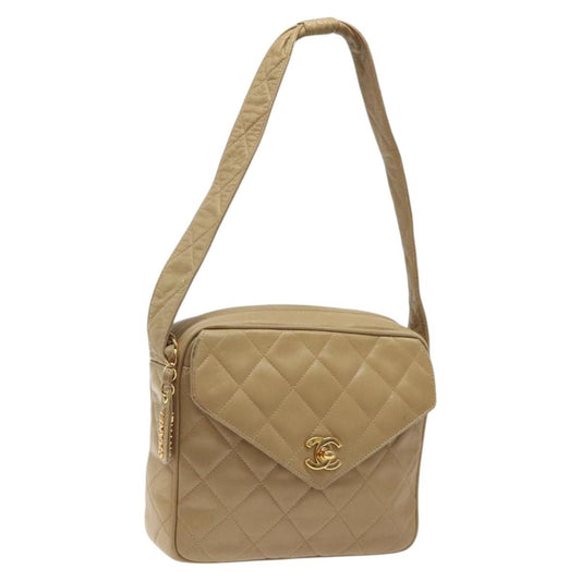 Chanel Vintage Front Pocket Camera Shoulder Bag Leather, BEIGE, LEATHER, Shoulder bag
