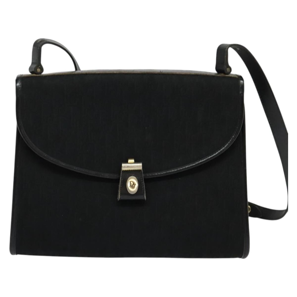 Christian Dior Vintage Trotter Flap Shoulder Bag Canvas, BLACK, CANVAS, Shoulder bag