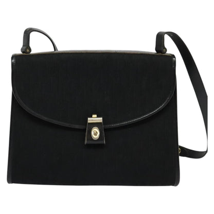 Christian Dior Vintage Trotter Flap Shoulder Bag Canvas, BLACK, CANVAS, Shoulder bag