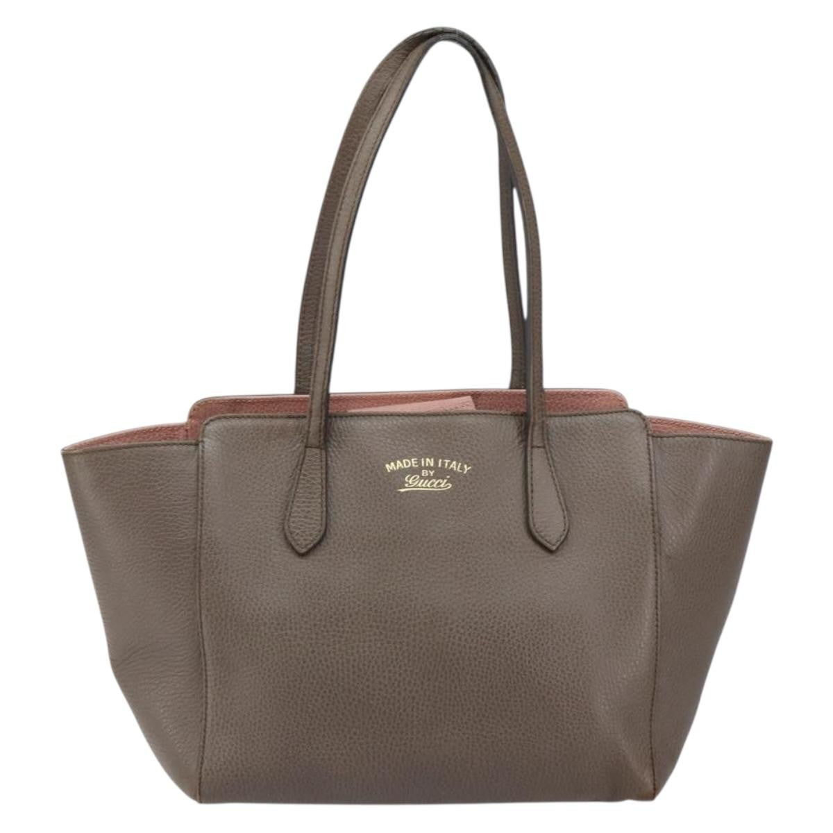 Gucci Swing Tote Leather, GRAY, LEATHER, Tote bag