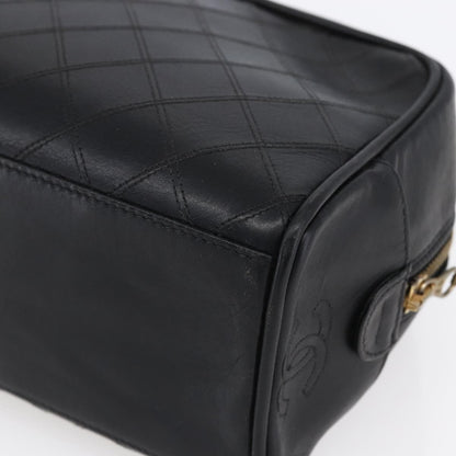 Chanel Vintage Toiletry Pouch Leather, Black, Patent Leather, Clutch