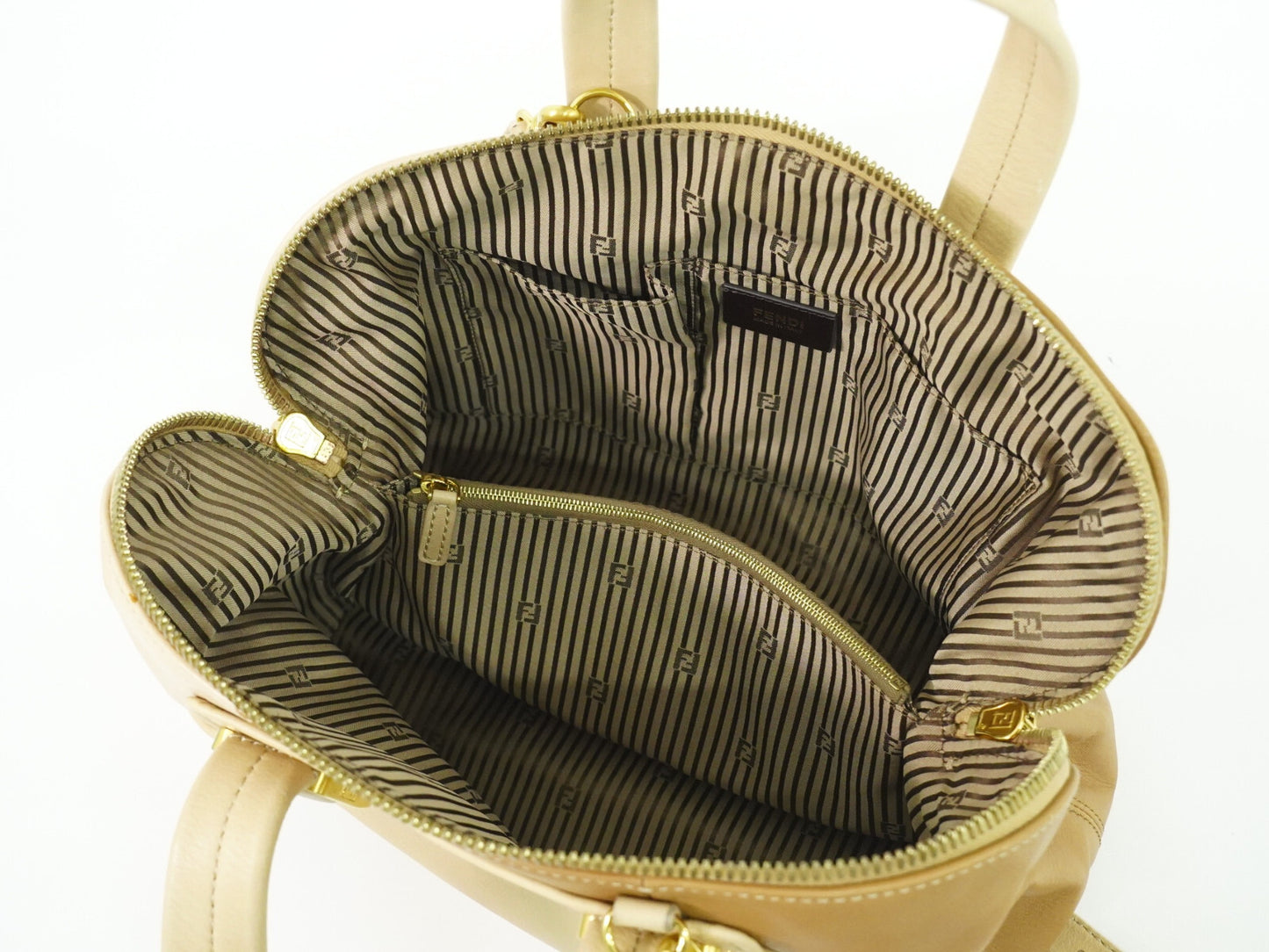 Fendi Chameleon Satchel Leather, BEIGE, LEATHER, Handbag