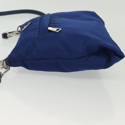 Prada Flat Messenger Tessuto with Leather, BLUE, NYLON, Shoulder bag