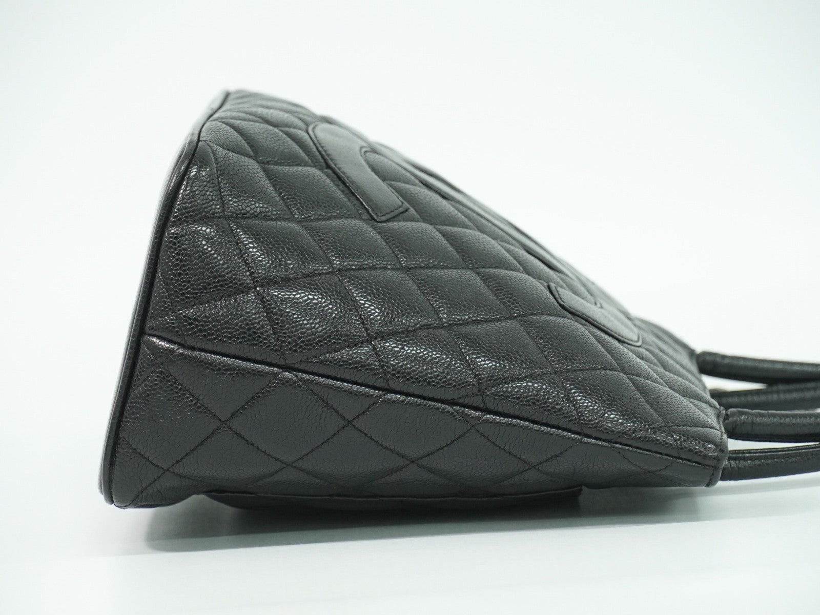 Chanel Medallion Tote Quilted Caviar, BLACK, LEATHER, Tote bag