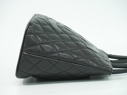 Chanel Medallion Tote Quilted Caviar, BLACK, LEATHER, Tote bag