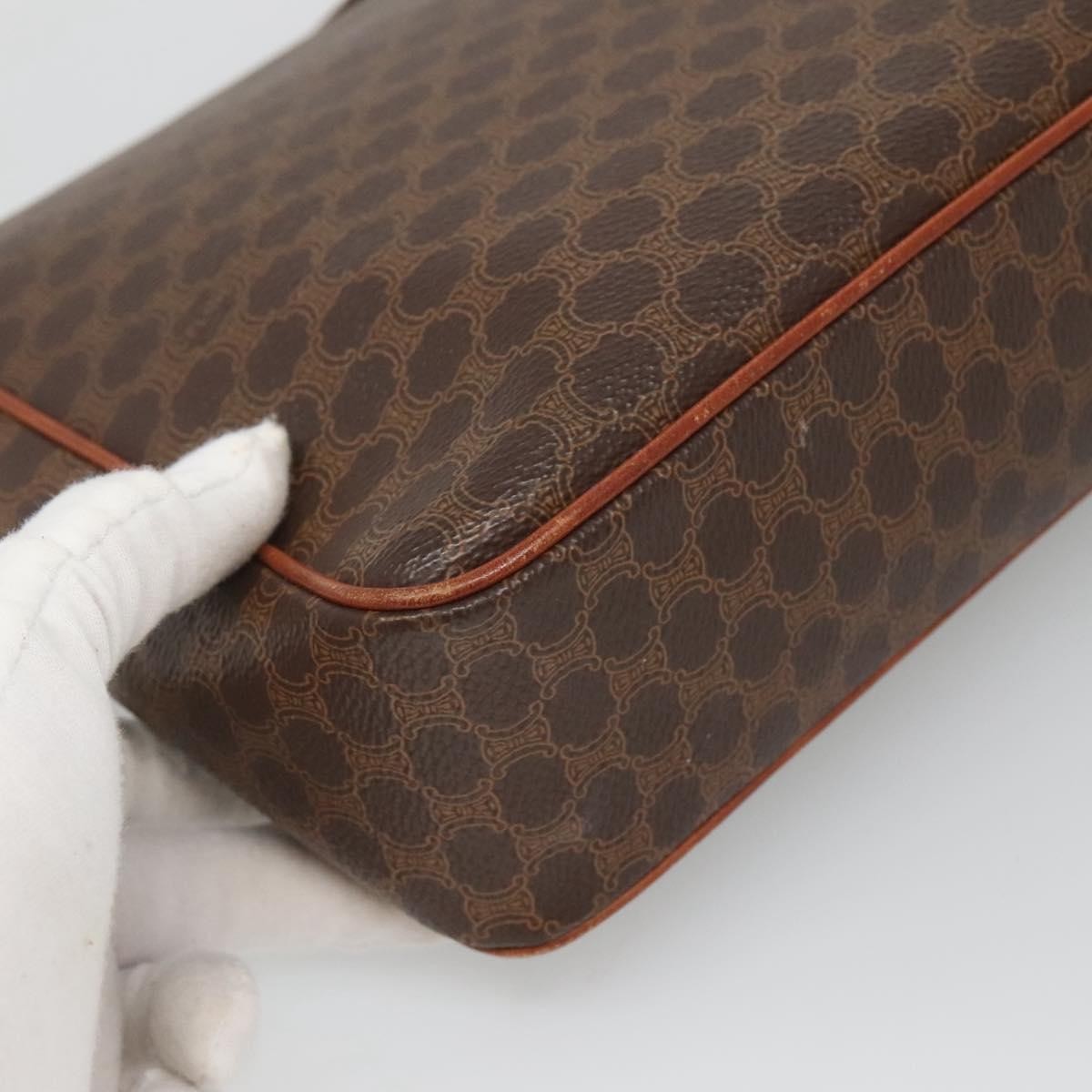 Celine Vintage Macadam Shoulder Bag Canvas and Leather, BROWN, CANVAS, Shoulder bag