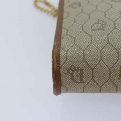 Christian Dior Vintage Honeycomb chain Canvas, BEIGE, PVC, Shoulder bag