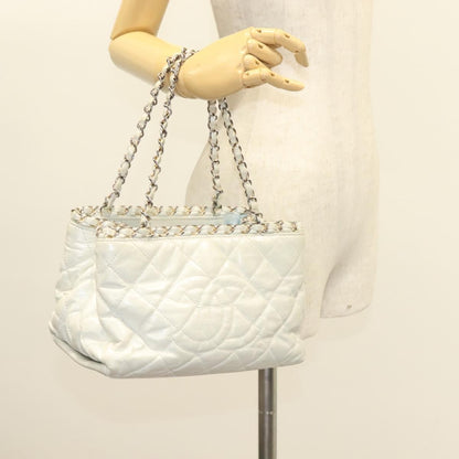 Chanel Chain Me Tote Quilted Calfskin, WHITE, LEATHER, Tote bag