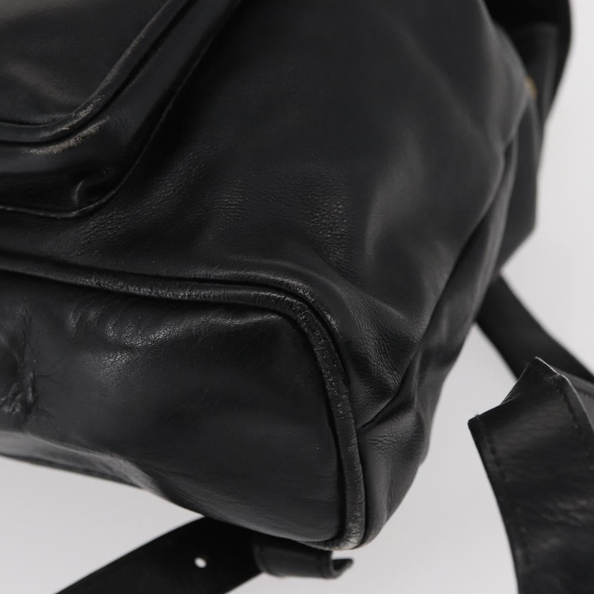 Gucci Vintage Bamboo Backpack Leather, BLACK, LEATHER, Backpack