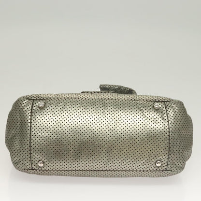Chanel Drill Flap Bag Perforated Leather, SILVER, LEATHER, Shoulder bag