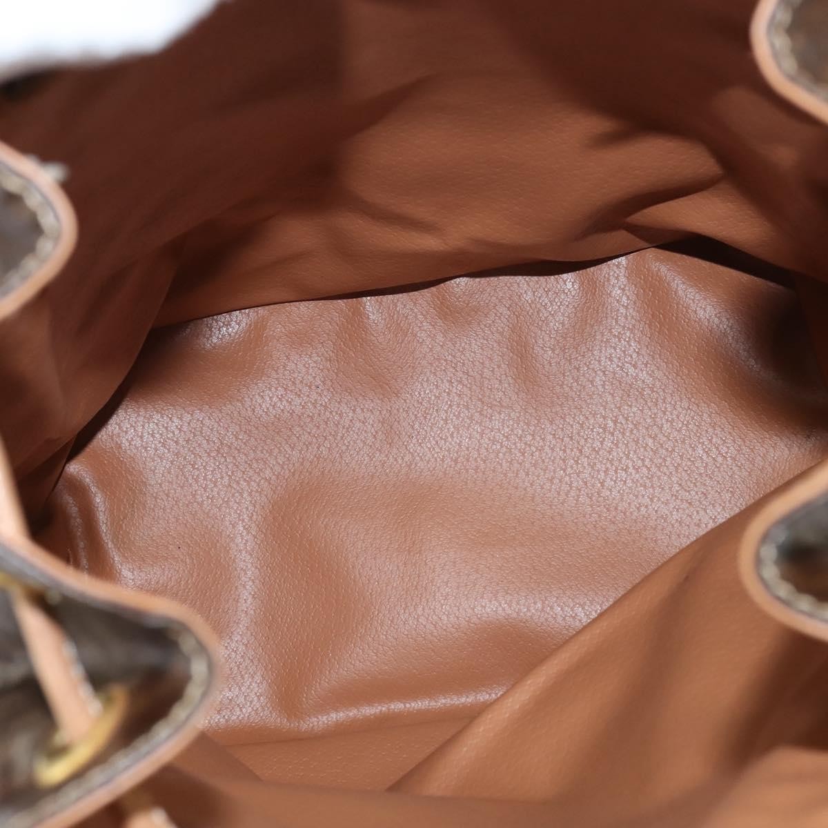 Celine Vintage Macadam Backpack Canvas and Leather, BROWN, CANVAS, Backpack