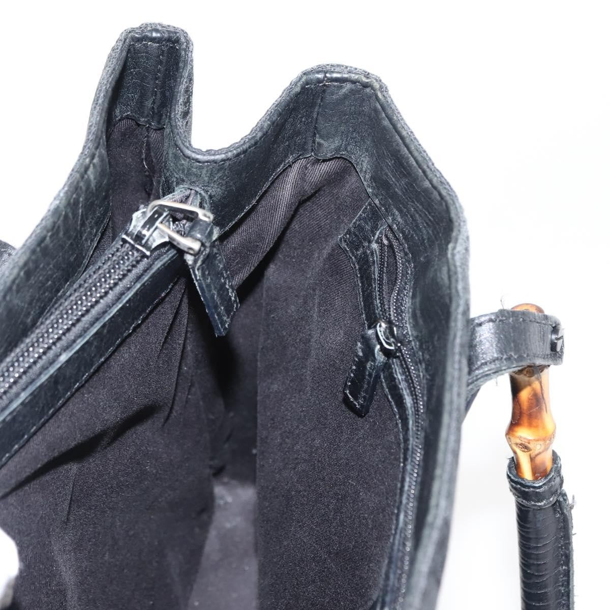 Gucci Vintage Bamboo Handle Bag Canvas, BLACK, CANVAS, Tote bag