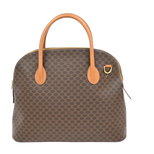 Celine Vintage Macadam Handbag Canvas and Leather, BROWN, CANVAS, Handbag