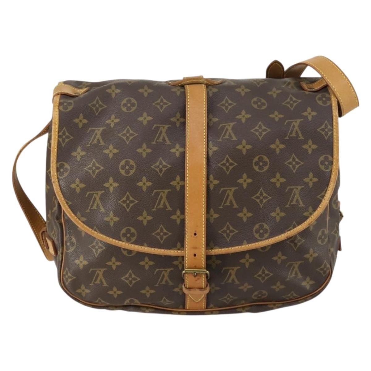 Louis Vuitton Saumur Handbag Monogram Canvas, BROWN, CANVAS, Shoulder bag