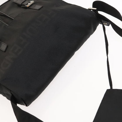 Fendi Vintage Double Buckle Flap Shoulder Bag Nylon, BLACK, NYLON, Shoulder bag