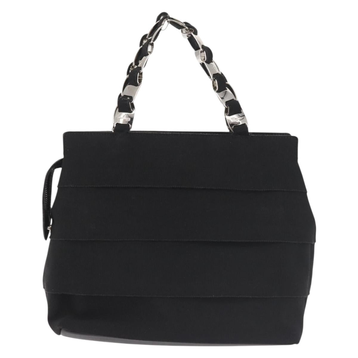 Salvatore Ferragamo Vala Handbag Canvas, BLACK, CANVAS, Handbag