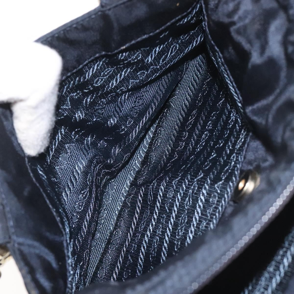 Prada Metal Handles Tote Tessuto, NAVY, NYLON, Handbag