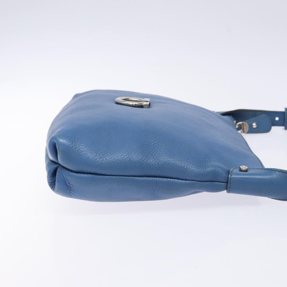Salvatore Ferragamo Gancini Shoulder Bag Leather, BLUE, LEATHER, Shoulder bag