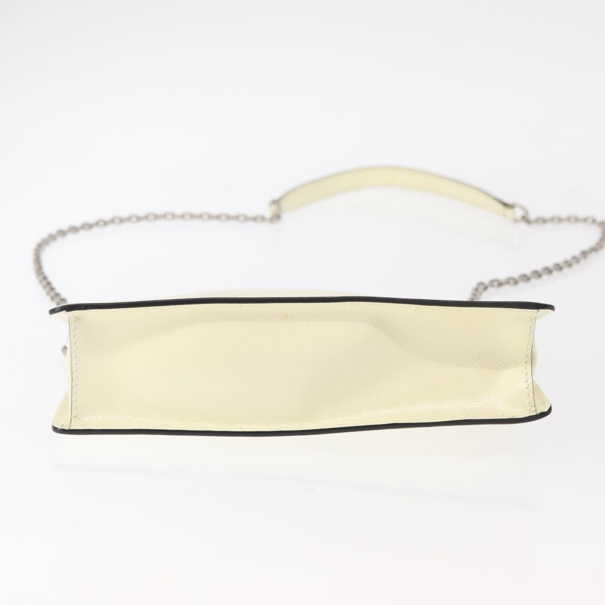 Prada Chain Crossbody Bag Vernice Saffiano Leather, WHITE, LEATHER, Shoulder bag
