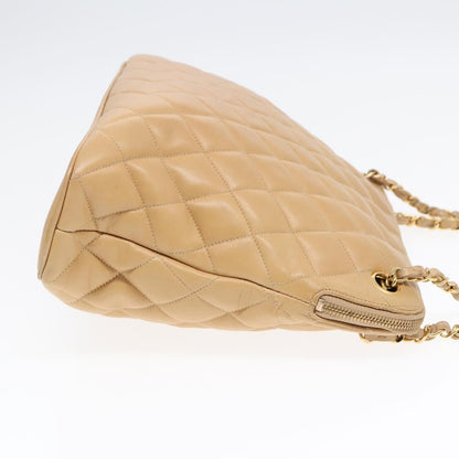 Chanel Vintage Chain Shoulder Bag Quilted Lambskin, BEIGE, LEATHER, Shoulder bag