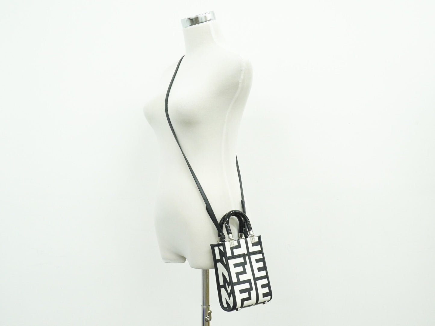 Fendi Sunshine Shopper Tote Leather, WHITE, LEATHER, Tote bag