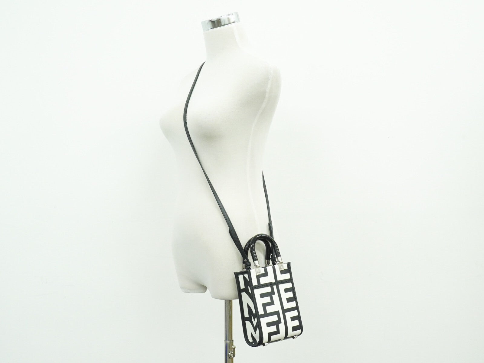 Fendi Sunshine Shopper Tote Leather, WHITE, LEATHER, Tote bag