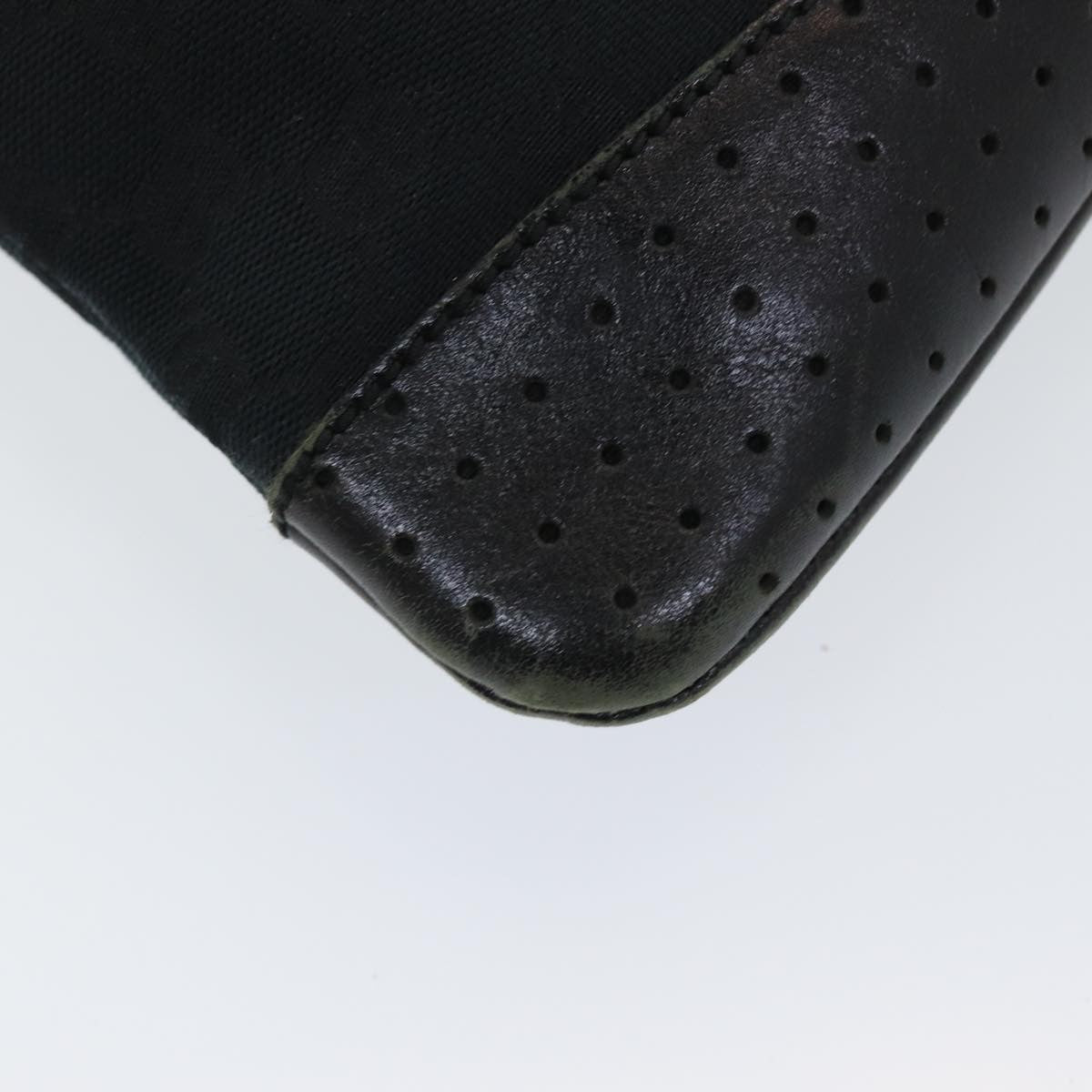 Gucci Zip Messenger Bag GG Canvas with Perforated Leather, BLACK, CANVAS, Crossbody bag