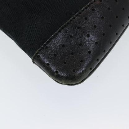 Gucci Zip Messenger Bag GG Canvas with Perforated Leather, BLACK, CANVAS, Crossbody bag