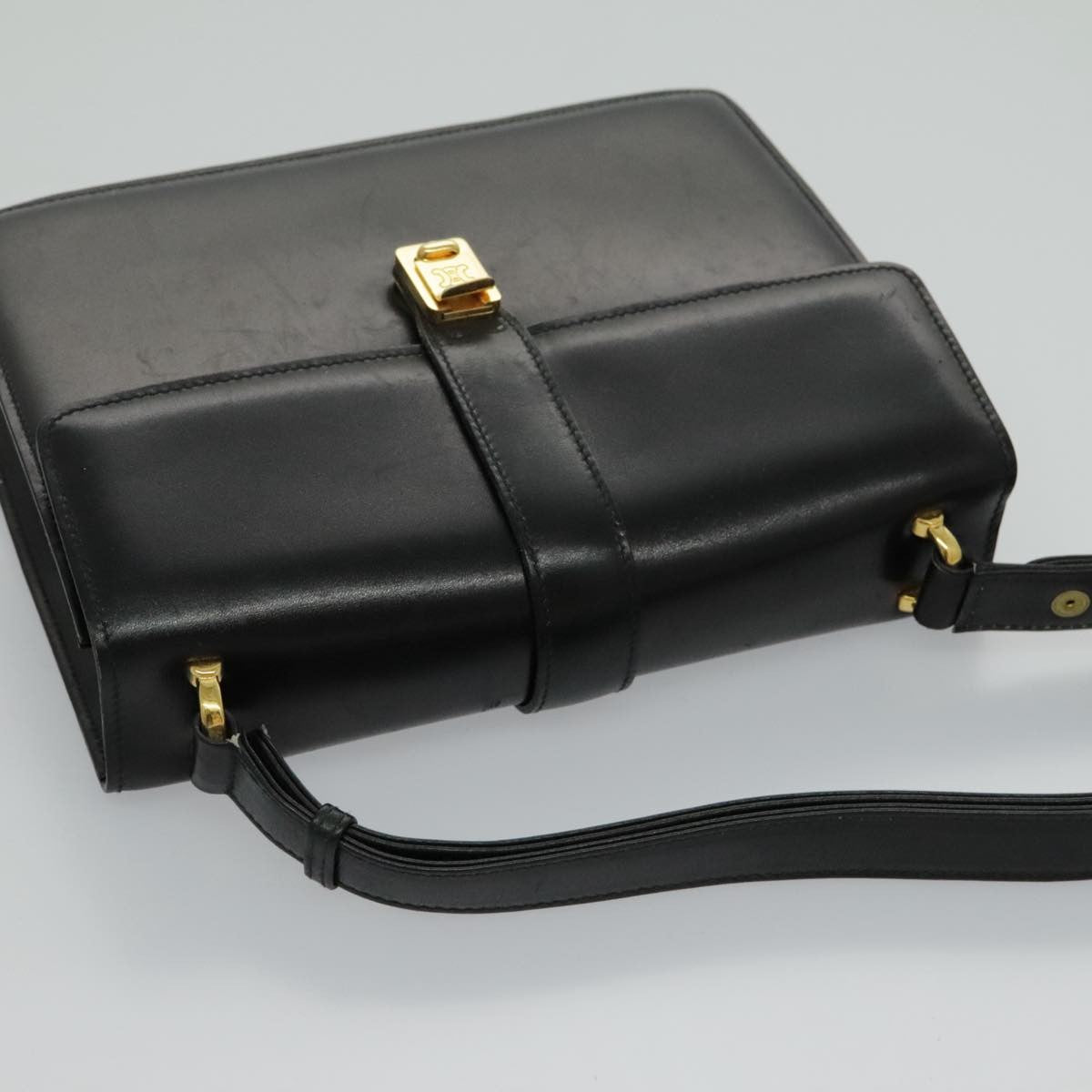 Celine Shoulder Bag Leather, BLACK, LEATHER, Shoulder bag
