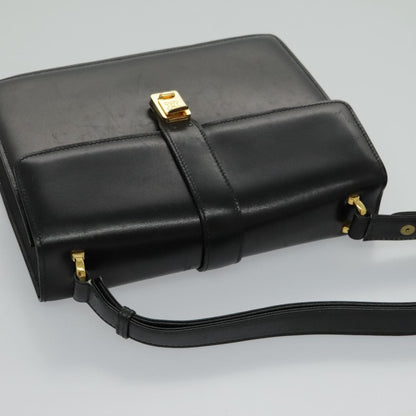 Celine Shoulder Bag Leather, BLACK, LEATHER, Shoulder bag