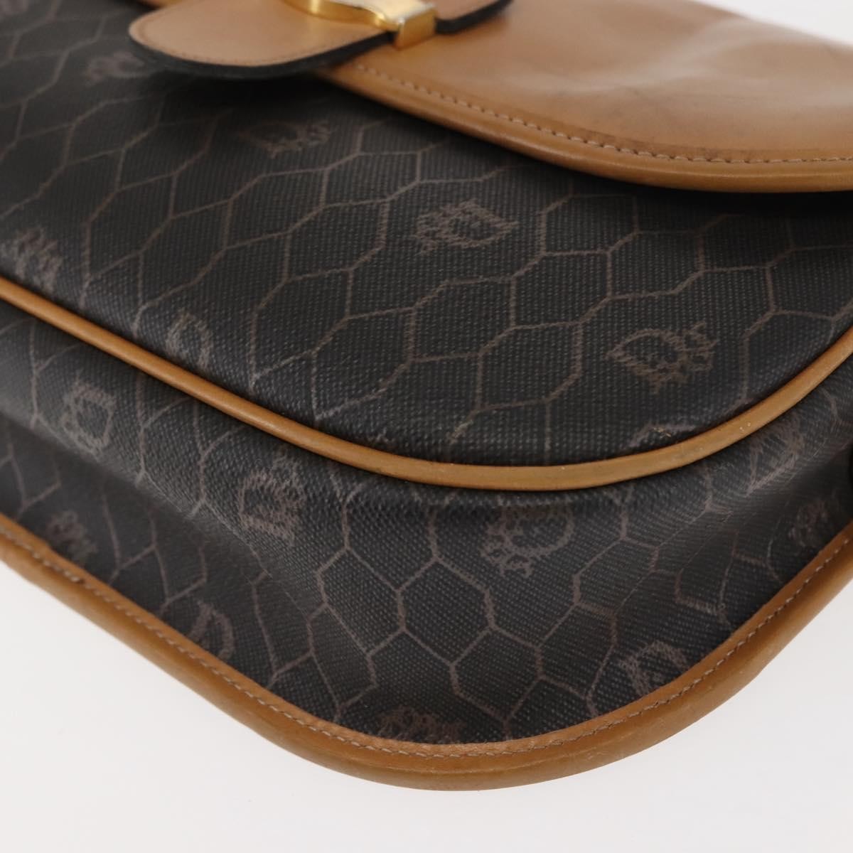 Christian Dior Vintage Honeycomb Shoulder Bag Canvas and Leather, BROWN, CANVAS, Shoulder bag