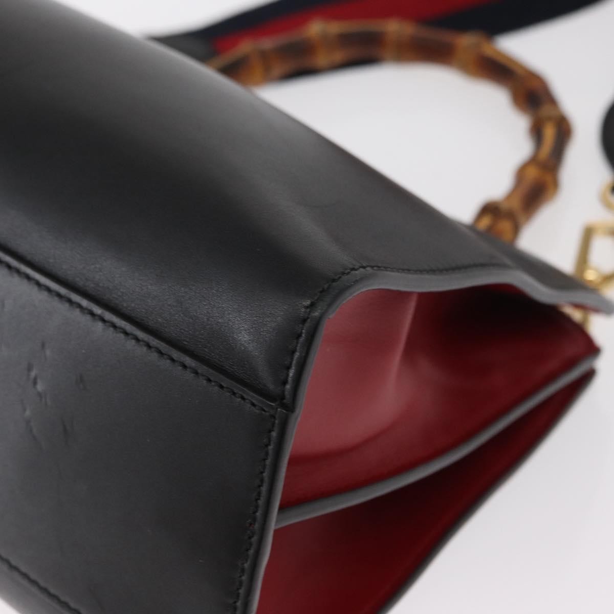 Gucci Nymphaea Top Handle Bag Leather, BLACK, LEATHER, Handbag