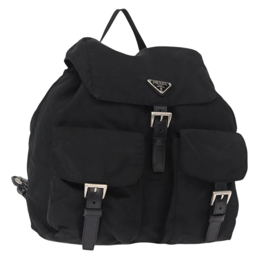 Prada Double Front Pocket Backpack Tessuto, BLACK, NYLON, Backpack