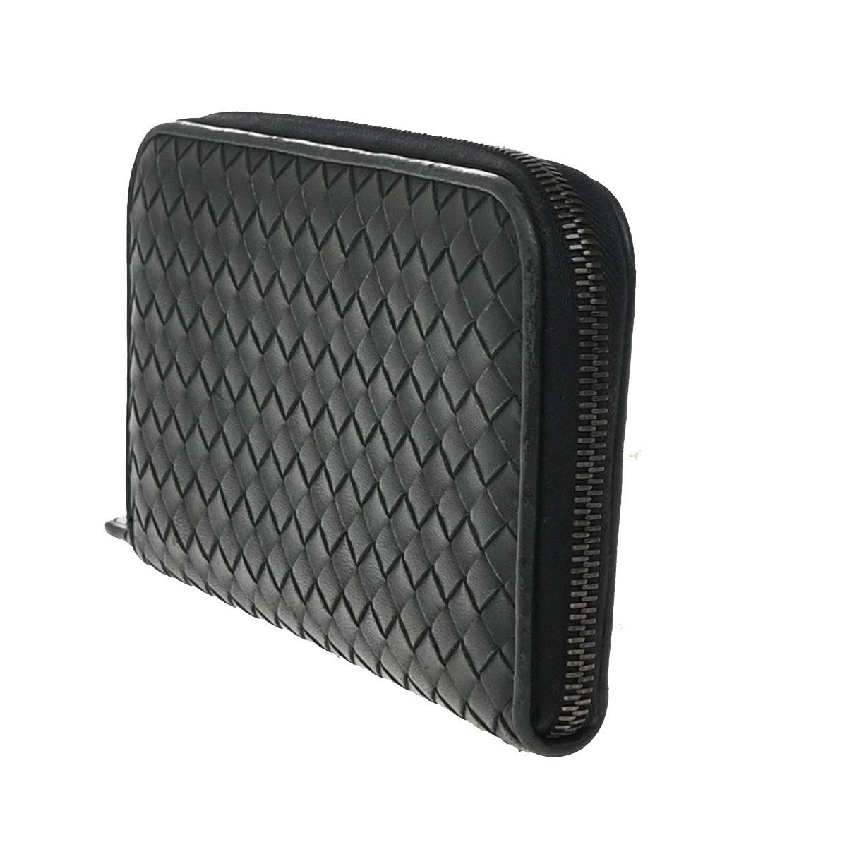 Bottega Veneta Intrecciato Long Zip  Wallet Leather, Black, Leather, Wallet