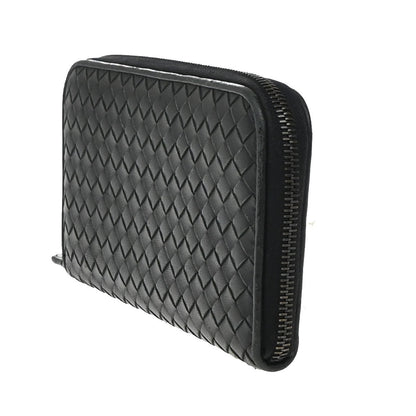 Bottega Veneta Intrecciato Long Zip  Wallet Leather, Black, Leather, Wallet